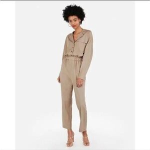 Express X Olivia Culpo Womens Khaki Jumpsuit Size Large NWT